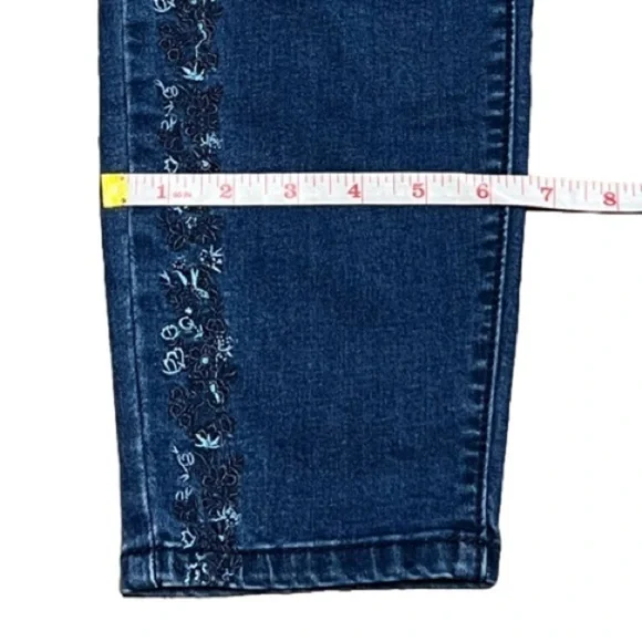 Women's Blue Jeans with Embroidered Detail - Picture 8 of 10